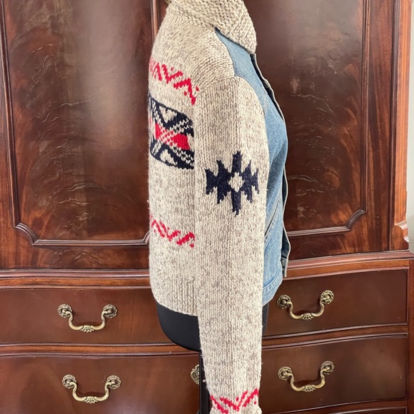 Ralph Lauren denim and Knit Jacket with Beige Sleeves - Picture 3 of 6